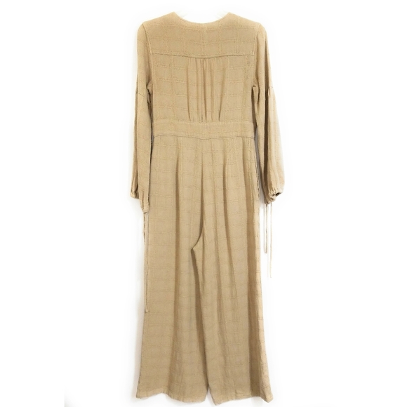 FREE PEOPLE True Lovin Tan Linen Jumpsuit Size XS - Picture 4 of 10